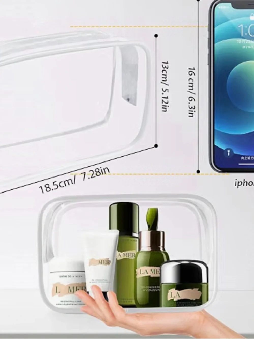 Clear White Zip Cosmetic Pouch -9pc